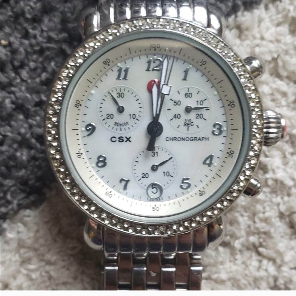 Michele CSX Diamond Bezel Watch - Ladies